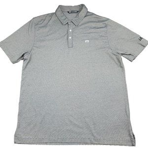 Travis Mathew Mens‎ L Shirt Performance Pima Cotton Polo Black White Striped